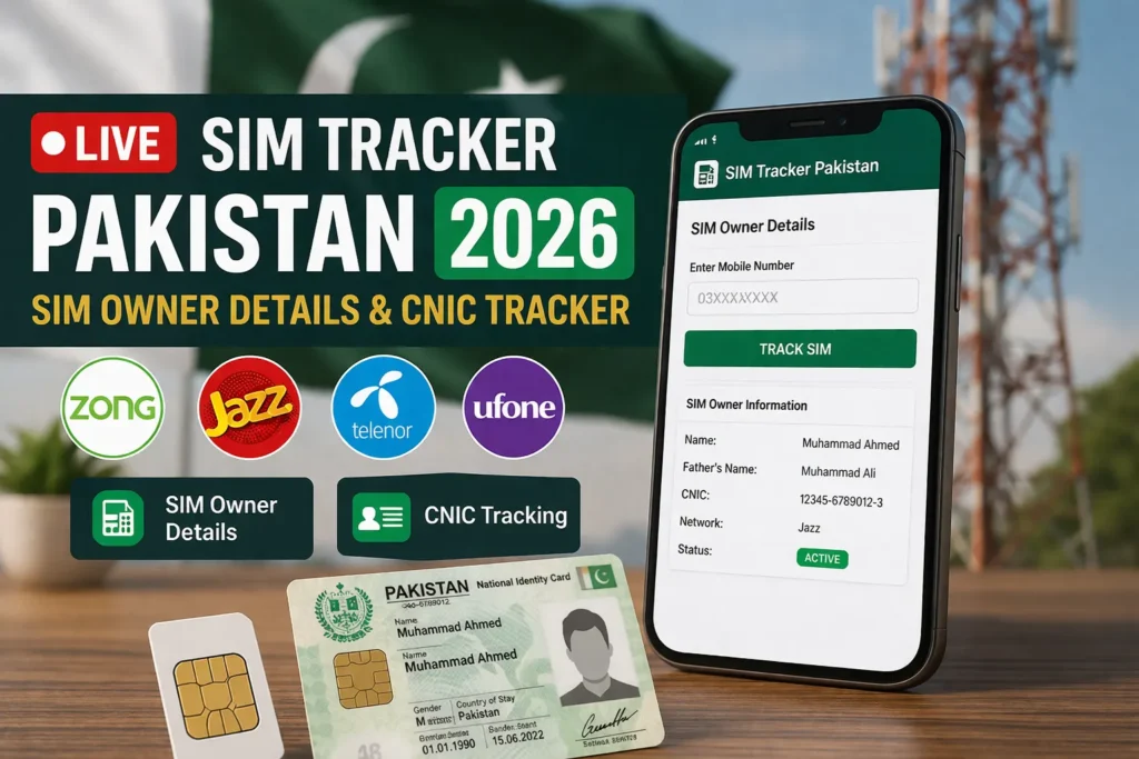 Live Sim Tracker Pakistan 2026 | SIM Owner Details & CNIC Tracker